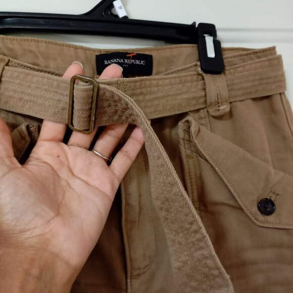 Banana Republic Womens Cargo Pants Size 0 Khaki With Belt Denim - Picture 8 of 12